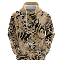 Wild Animal Skins Zip Hoodie Zebra Tiger Leopard Mix Skin - Wonder Print Shop