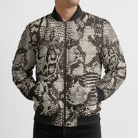 Wild Animal Skins Bomber Puffer Jacket Snake and Crocodile Mix Skin - Wonder Print Shop