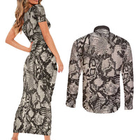 Wild Animal Skins Couples Matching Short Sleeve Bodycon Dress and Long Sleeve Button Shirt Snake and Crocodile Mix Skin - Wonder Print Shop