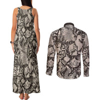 Wild Animal Skins Couples Matching Tank Maxi Dress and Long Sleeve Button Shirt Snake and Crocodile Mix Skin - Wonder Print Shop