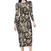 Wild Animal Skins Family Matching Long Sleeve Bodycon Dress and Hawaiian Shirt Snake and Crocodile Mix Skin - Wonder Print Shop