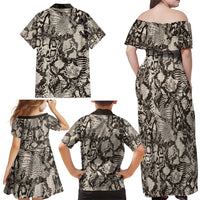 Wild Animal Skins Family Matching Off Shoulder Maxi Dress and Hawaiian Shirt Snake and Crocodile Mix Skin - Wonder Print Shop