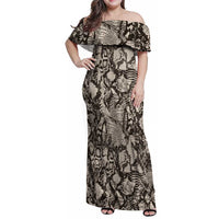 Wild Animal Skins Family Matching Off Shoulder Maxi Dress and Hawaiian Shirt Snake and Crocodile Mix Skin - Wonder Print Shop
