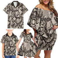 Wild Animal Skins Family Matching Off Shoulder Short Dress and Hawaiian Shirt Snake and Crocodile Mix Skin - Wonder Print Shop