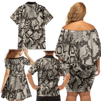 Wild Animal Skins Family Matching Off Shoulder Short Dress and Hawaiian Shirt Snake and Crocodile Mix Skin - Wonder Print Shop