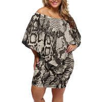 Wild Animal Skins Family Matching Off Shoulder Short Dress and Hawaiian Shirt Snake and Crocodile Mix Skin - Wonder Print Shop