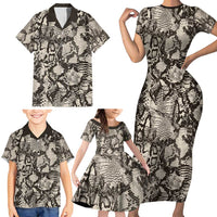 Wild Animal Skins Family Matching Short Sleeve Bodycon Dress and Hawaiian Shirt Snake and Crocodile Mix Skin - Wonder Print Shop