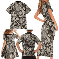 Wild Animal Skins Family Matching Short Sleeve Bodycon Dress and Hawaiian Shirt Snake and Crocodile Mix Skin - Wonder Print Shop