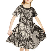 Wild Animal Skins Kid Short Sleeve Dress Snake and Crocodile Mix Skin - Wonder Print Shop