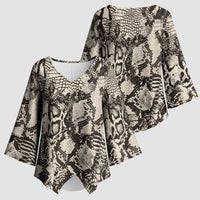 Wild Animal Skins Kimono Sleeve Blouse Snake and Crocodile Mix Skin - Wonder Print Shop