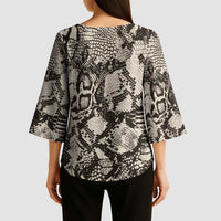 Wild Animal Skins Kimono Sleeve Blouse Snake and Crocodile Mix Skin - Wonder Print Shop