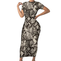 Wild Animal Skins Short Sleeve Bodycon Dress Snake and Crocodile Mix Skin - Wonder Print Shop