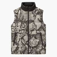 Wild Animal Skins Sleeveless Puffer Jacket Snake and Crocodile Mix Skin - Wonder Print Shop