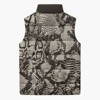 Wild Animal Skins Sleeveless Puffer Jacket Snake and Crocodile Mix Skin - Wonder Print Shop