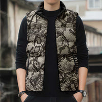 Wild Animal Skins Sleeveless Puffer Jacket Snake and Crocodile Mix Skin - Wonder Print Shop