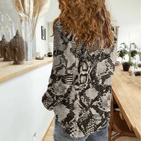 Wild Animal Skins Women Casual Shirt Snake and Crocodile Mix Skin - Wonder Print Shop