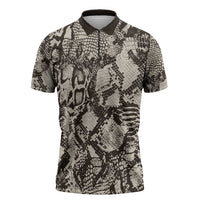 Wild Animal Skins Zipper Polo Shirt Snake and Crocodile Mix Skin - Wonder Print Shop
