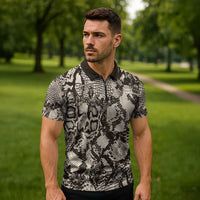 Wild Animal Skins Zipper Polo Shirt Snake and Crocodile Mix Skin - Wonder Print Shop