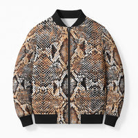 Wild Animal Skins Bomber Puffer Jacket Vintage Snake Skin Pattern - Wonder Print Shop
