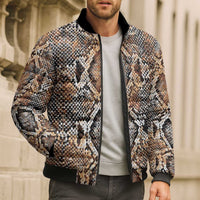 Wild Animal Skins Bomber Puffer Jacket Vintage Snake Skin Pattern - Wonder Print Shop