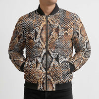Wild Animal Skins Bomber Puffer Jacket Vintage Snake Skin Pattern - Wonder Print Shop