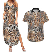 Wild Animal Skins Couples Matching Summer Maxi Dress and Hawaiian Shirt Vintage Snake Skin Pattern - Wonder Print Shop
