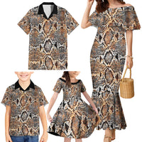 Wild Animal Skins Family Matching Mermaid Dress and Hawaiian Shirt Vintage Snake Skin Pattern - Wonder Print Shop