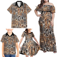 Wild Animal Skins Family Matching Off Shoulder Maxi Dress and Hawaiian Shirt Vintage Snake Skin Pattern - Wonder Print Shop