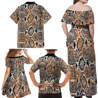 Wild Animal Skins Family Matching Off Shoulder Maxi Dress and Hawaiian Shirt Vintage Snake Skin Pattern - Wonder Print Shop