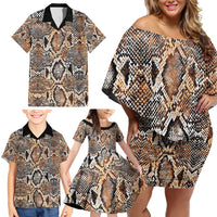 Wild Animal Skins Family Matching Off Shoulder Short Dress and Hawaiian Shirt Vintage Snake Skin Pattern - Wonder Print Shop
