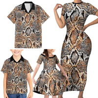Wild Animal Skins Family Matching Short Sleeve Bodycon Dress and Hawaiian Shirt Vintage Snake Skin Pattern - Wonder Print Shop