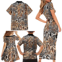 Wild Animal Skins Family Matching Short Sleeve Bodycon Dress and Hawaiian Shirt Vintage Snake Skin Pattern - Wonder Print Shop