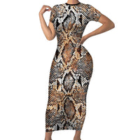 Wild Animal Skins Family Matching Short Sleeve Bodycon Dress and Hawaiian Shirt Vintage Snake Skin Pattern - Wonder Print Shop