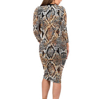 Wild Animal Skins Long Sleeve Bodycon Dress Vintage Snake Skin Pattern - Wonder Print Shop