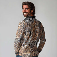 Wild Animal Skins Long Sleeve Polo Shirt Vintage Snake Skin Pattern - Wonder Print Shop