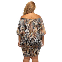 Wild Animal Skins Off Shoulder Short Dress Vintage Snake Skin Pattern - Wonder Print Shop