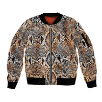 Wild Animal Skins Sleeve Zip Bomber Jacket Vintage Snake Skin Pattern - Wonder Print Shop