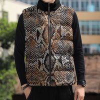 Wild Animal Skins Sleeveless Puffer Jacket Vintage Snake Skin Pattern - Wonder Print Shop