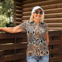 Wild Animal Skins Women Polo Shirt Vintage Snake Skin Pattern - Wonder Print Shop