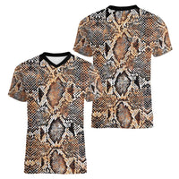 Wild Animal Skins Women V-Neck T-Shirt Vintage Snake Skin Pattern - Wonder Print Shop