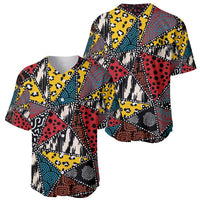 Wild Animal Skins Baseball Jersey Triangles Pattern Afro Pattern Style - Wonder Print Shop