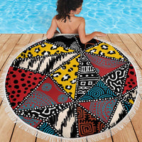 Wild Animal Skins Beach Blanket Triangles Pattern Afro Pattern Style - Wonder Print Shop