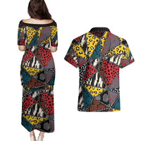 Wild Animal Skins Couples Matching Puletasi and Hawaiian Shirt Triangles Pattern Afro Pattern Style - Wonder Print Shop