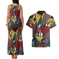 Wild Animal Skins Couples Matching Tank Maxi Dress and Hawaiian Shirt Triangles Pattern Afro Pattern Style - Wonder Print Shop