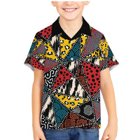 Wild Animal Skins Family Matching Mermaid Dress and Hawaiian Shirt Triangles Pattern Afro Pattern Style - Wonder Print Shop