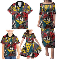 Wild Animal Skins Family Matching Puletasi and Hawaiian Shirt Triangles Pattern Afro Pattern Style - Wonder Print Shop