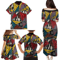Wild Animal Skins Family Matching Puletasi and Hawaiian Shirt Triangles Pattern Afro Pattern Style - Wonder Print Shop
