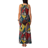 Wild Animal Skins Family Matching Tank Maxi Dress and Hawaiian Shirt Triangles Pattern Afro Pattern Style - Wonder Print Shop