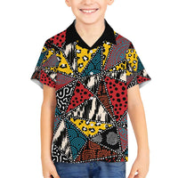 Wild Animal Skins Family Matching Tank Maxi Dress and Hawaiian Shirt Triangles Pattern Afro Pattern Style - Wonder Print Shop