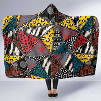 Wild Animal Skins Hooded Blanket Triangles Pattern Afro Pattern Style - Wonder Print Shop